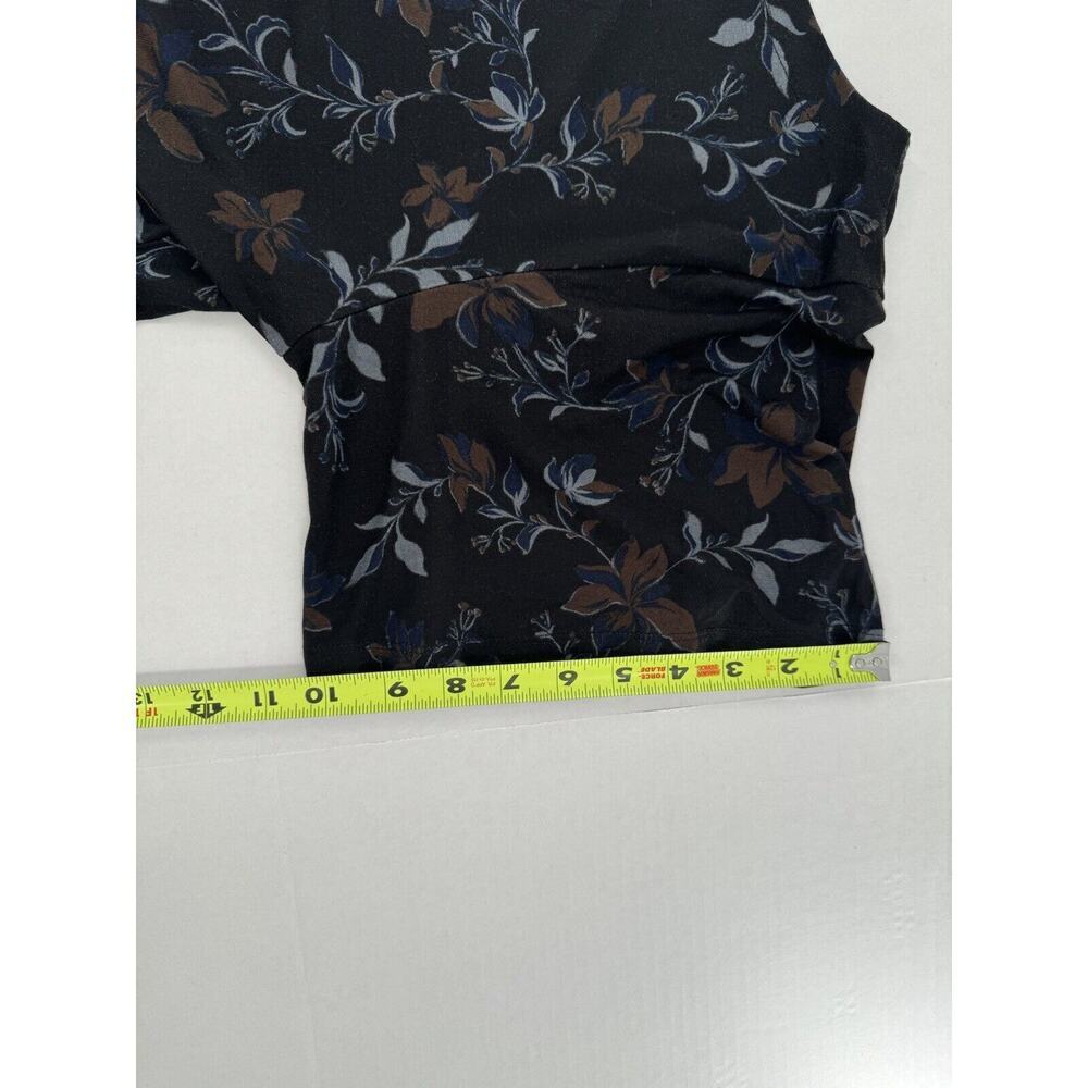 Free People Maxi Dress Black Side Slit Size M Short Sleeve Grunge Witchy Floral‌ - Picture 14 of 16